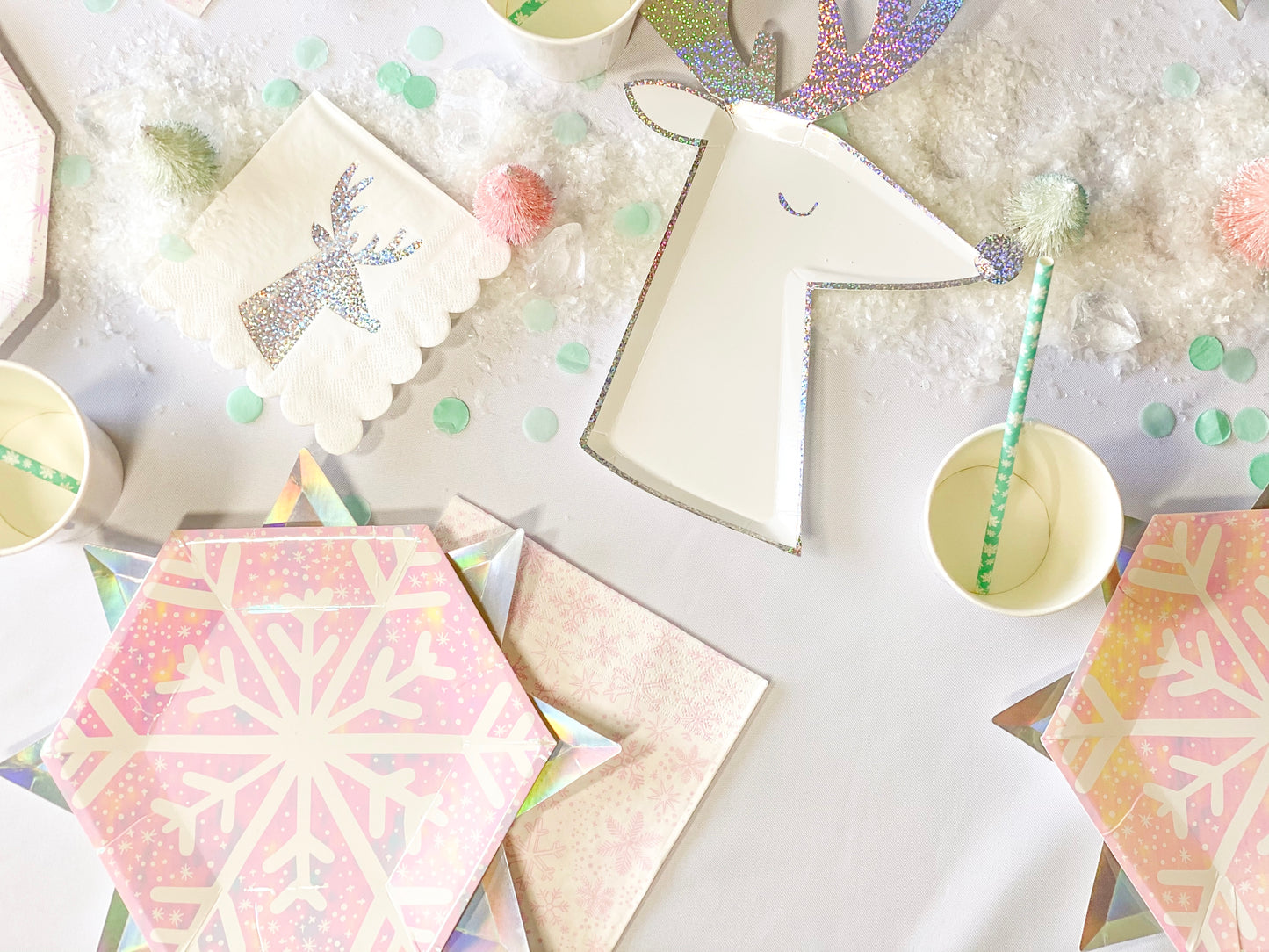 Silver Sparkle Reindeer Plates