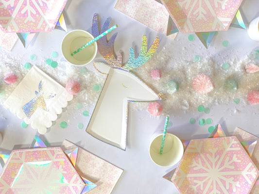 Silver Sparkle Reindeer Plates