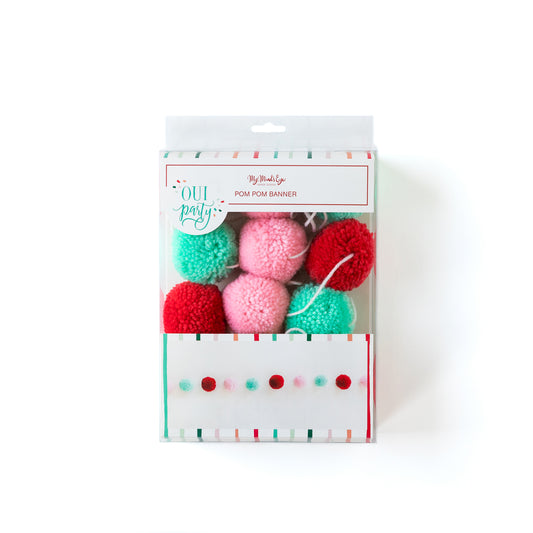 Colorful Yarn Pom Pom Banner