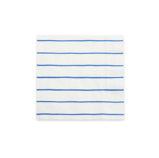 Frenchie Striped Large Napkins - Cobalt