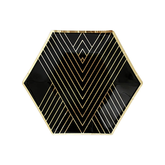 Noir - Black Striped Small Paper Plates