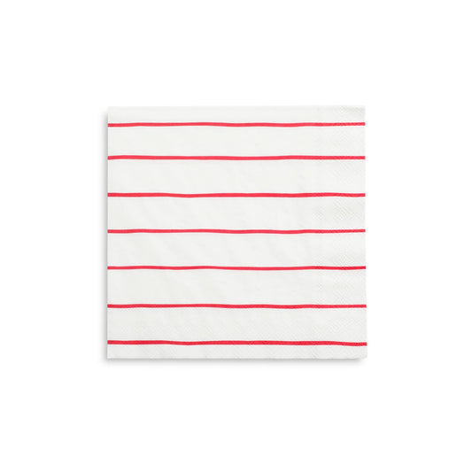 Frenchie Striped Large Napkins - Candy Apple