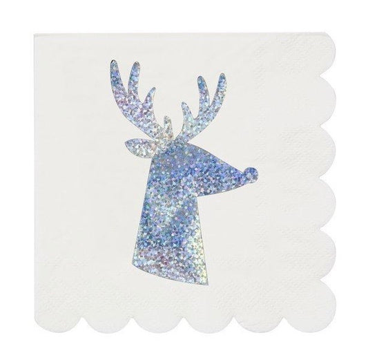 Silver Sparkle Reindeer Small Napkins